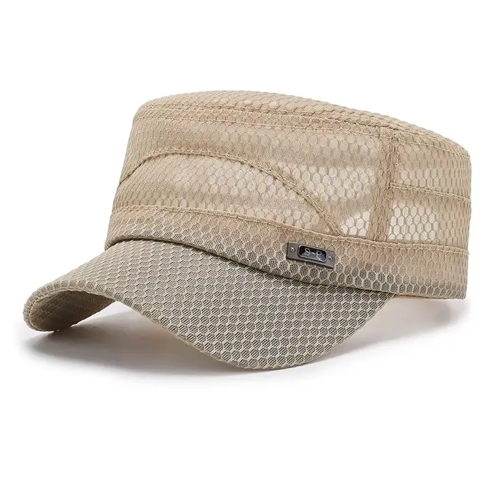 Casquette plate d'été pour homme sport avec dos en maille respirante chapeau de soleil réglable pour activités de plein air plage protection solaire polyesters adultes