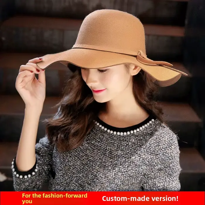 Chapeau féminin à large bord style rétro britannique en laine pour toutes les saisons et occasions spéciales