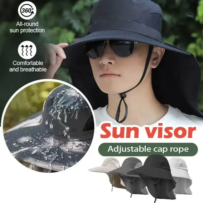 Chapeau de protection UV à large bord avec protège-nuque pour hommes et femmes