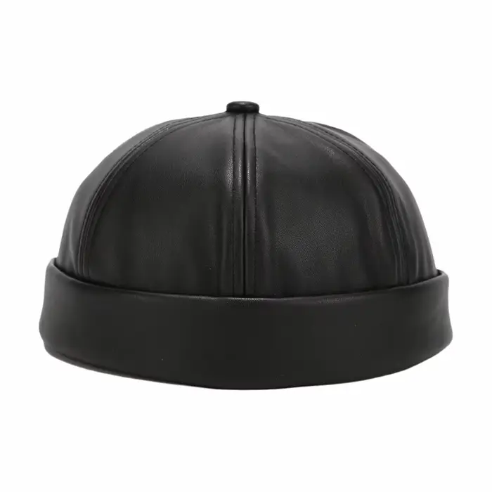 Chapeau de propriétaire rond sans bords en cuir, décontracté, réglable, rétro, peau de Melon, simpli