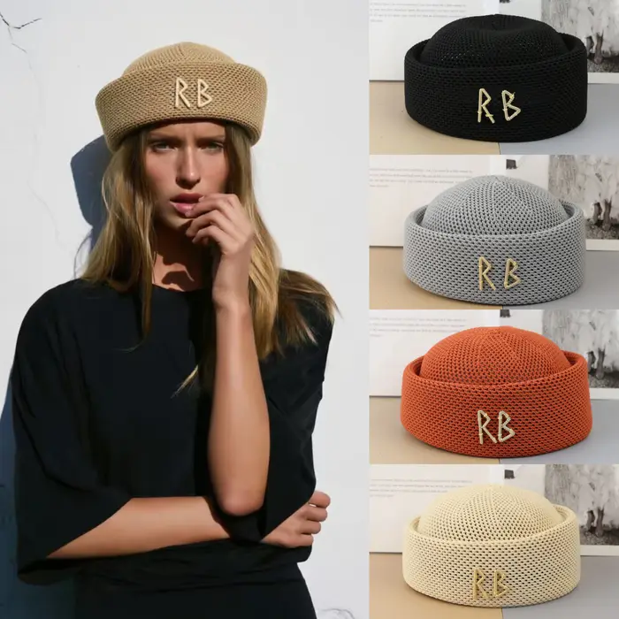 Béret Chic en Crochet Respirant pour Femme Chapeau Rond à Calotte Plate Idéal pour les Vacances d'Été les Fêtes et les Voyages Casquette de Soleil