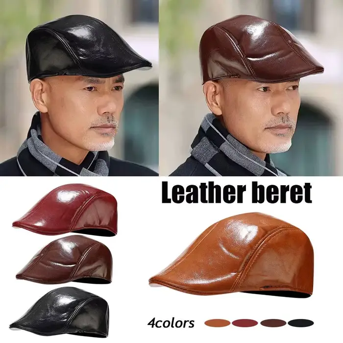 Béret en cuir Pu pour hommes