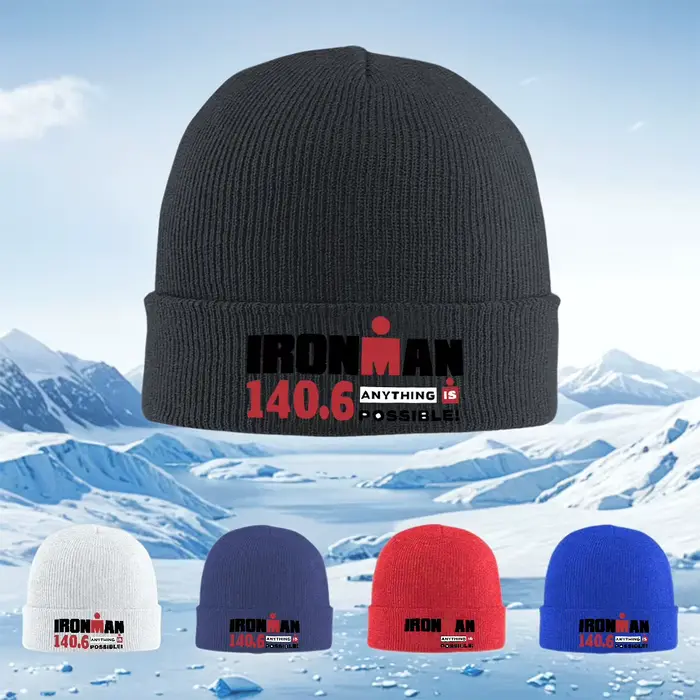 Ironman distance n'importe quoi possible hommes femmes unisexe tricoté chapeau bonnet pull casquette hiver thermique chaud noël extérieur Cyclin