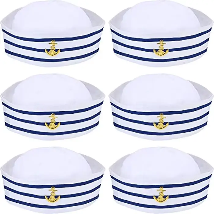 Chapeau de marin rayé bleu, chapeau de marin rayé blanc, chapeau de capitaine pour jeux de rôle, cha