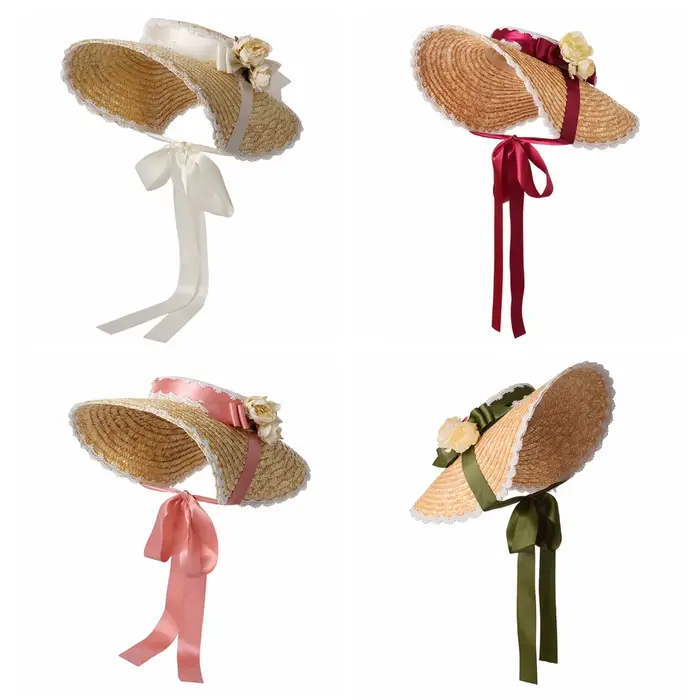 Chapeau de soleil en paille Lolita pour femmes