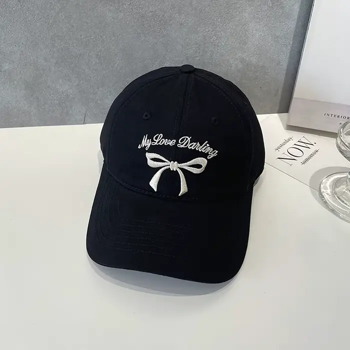 Casquette de baseball Sweet Bow avec broderie de lettres, casquette à visière large, casquette à vis