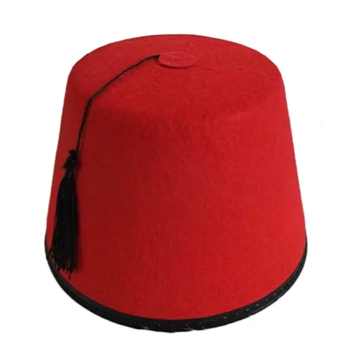 Chapeau Fez marocain rouge en polyester feutré pour homme style éthnique polyvalent toutes saisons occasions festives sorties en ville