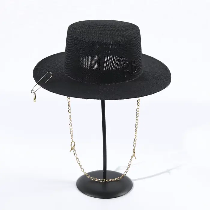 Chapeau de plage en paille style russe RB, шляпа, casquette de protection solaire d'été