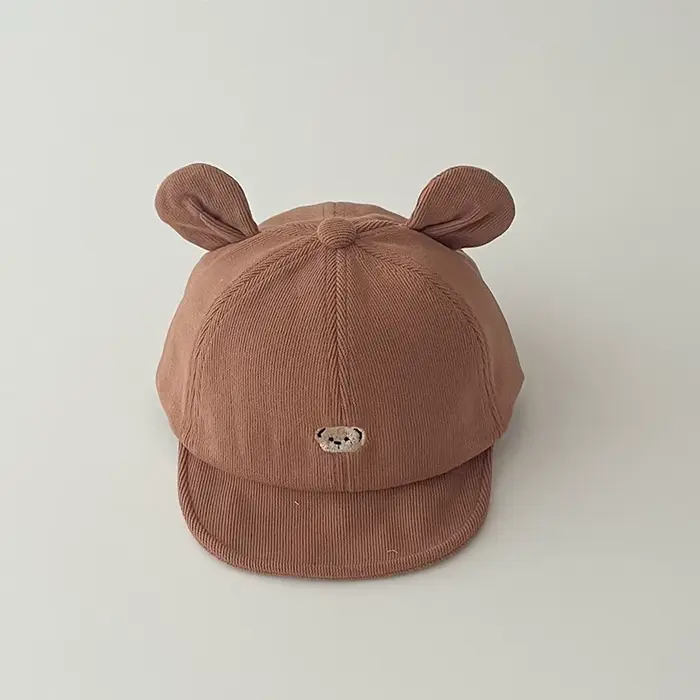 Chapeau de Baseball ours de dessin animé pour bébé, avec oreilles, mignon, couleur unie, casquette à