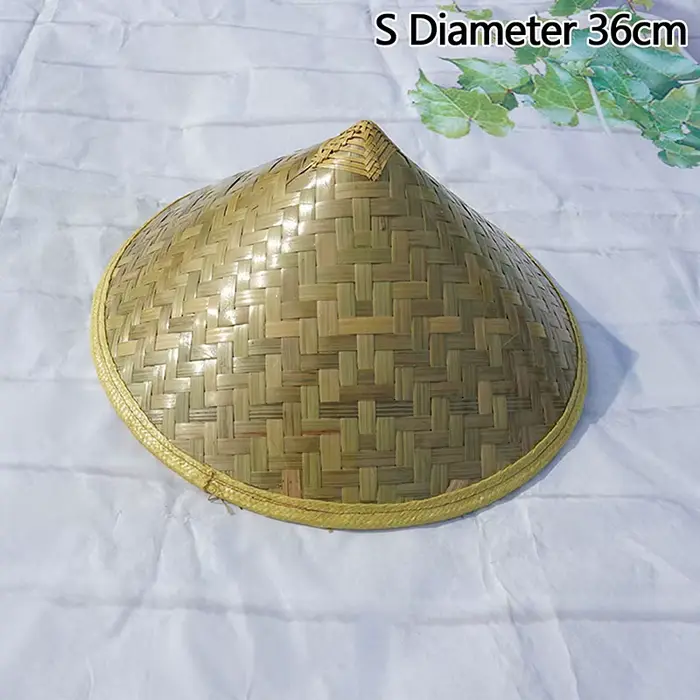 Chapeau de pêcheur chinois traditionnel, bambou conique vert tissé, chapeau seau en paille de rotin 
