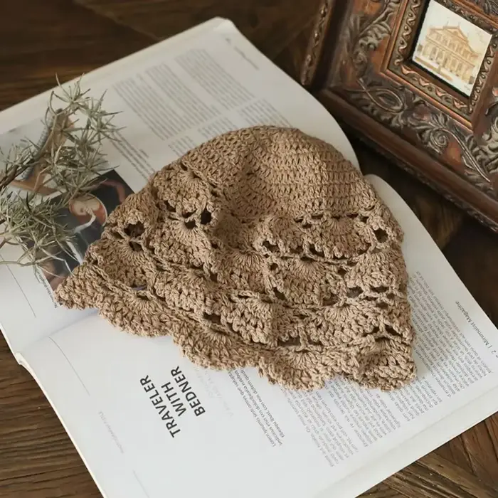 Chapeau tricoté ajouré respirant en dentelle, béret décontracté, mode été Skullies chapeau pour femm