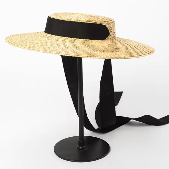 Chapeau de plaisancier à large bord 10cm 15cm, chapeau de paille plat pour femmes, chapeau d'été Ken