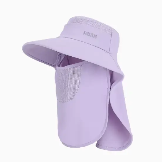 Casquette solaire avec couvre-cou et visage amovibles, légère, à séchage rapide, anti-UV, à large bo