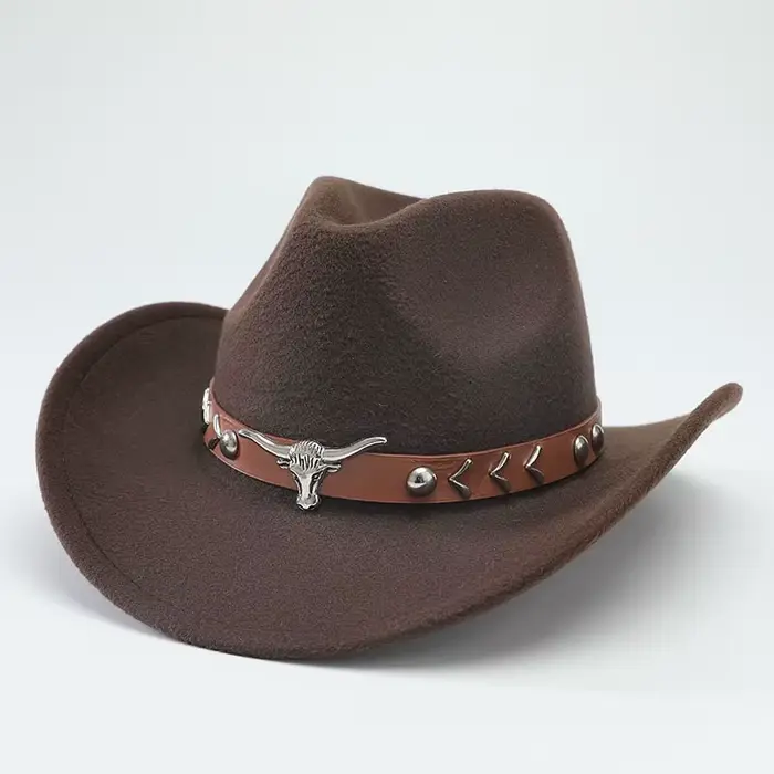 Nouveaux chapeaux de cowboy western en feutre de laine pour hommes et femmes