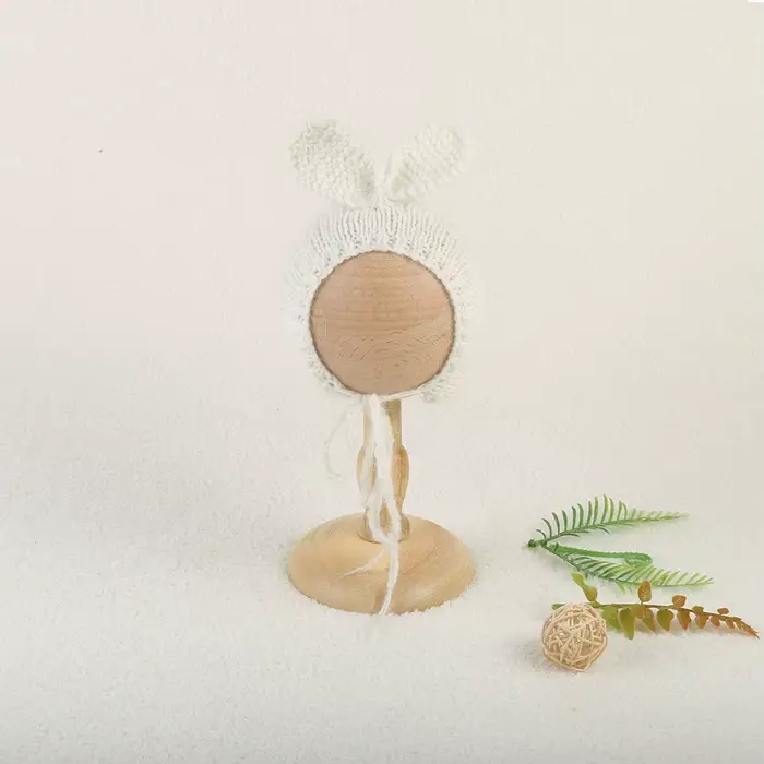 Bonnet de lapin Angora tricoté doux et extensible, avec grandes oreilles, accessoires de photographi