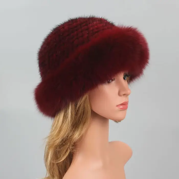 Chapeau d'hiver en fourrure véritable pour femme