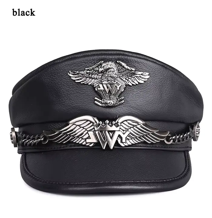 Chapeau de capitaine européen pour homme, cuir véritable, rétro 7.5 ate, casquettes d'hiver décontra