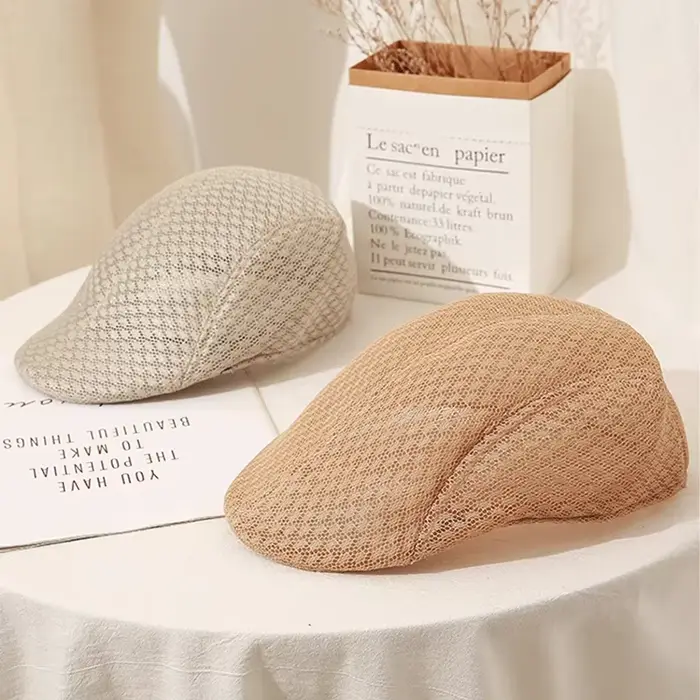 Béret d'été rétro en polyester doux pour homme, béret de rue vintage imperméable, casquette de gavroche pour sorties quotidiennes et activités extérieures