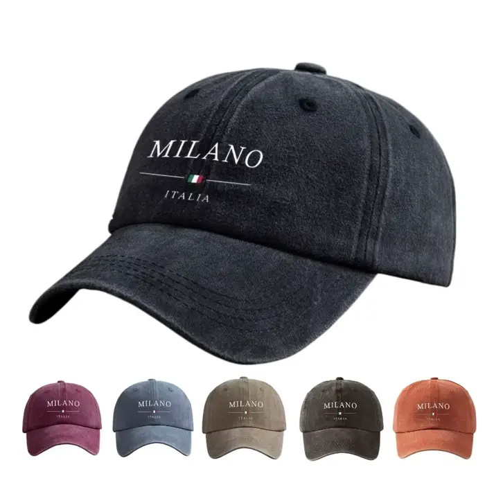 Casquette de baseball rétro délavée avec imprimé drapeau italien