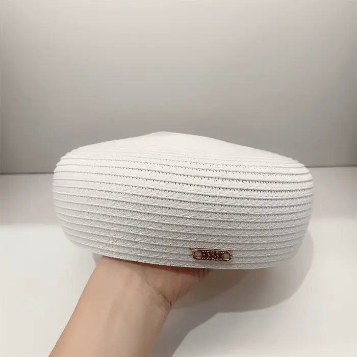 Bérets de peintre vintage haut de gamme pour femmes, chapeau pillbox en paille tressée à la main, ch