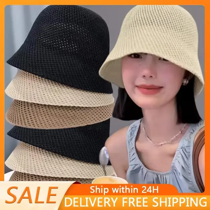 Chapeau seau d'été ajouré pour femmes