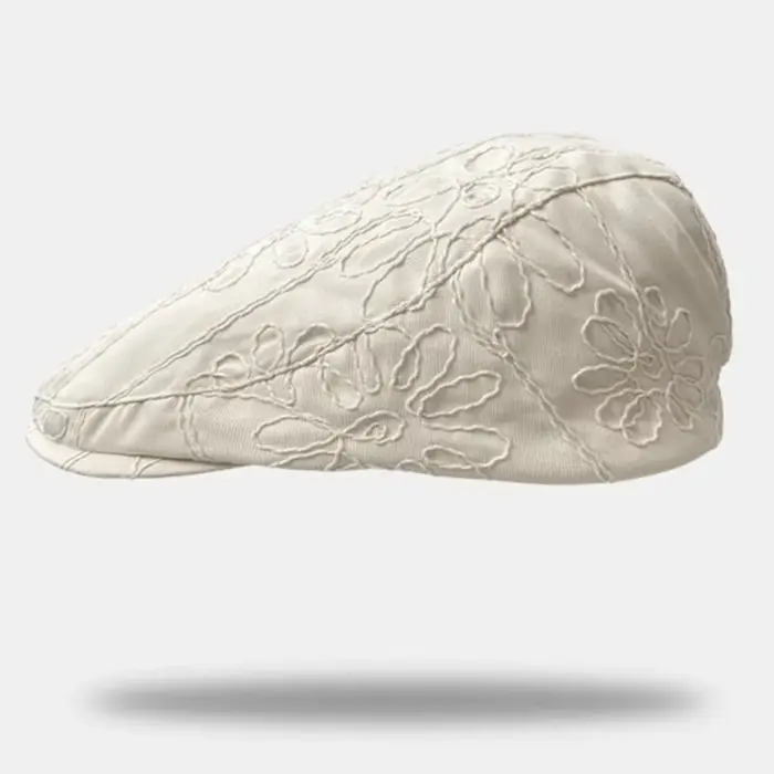Casquette rétro tendance, décontractée et polyvalente, style coréen, avec broderie florale douce et 