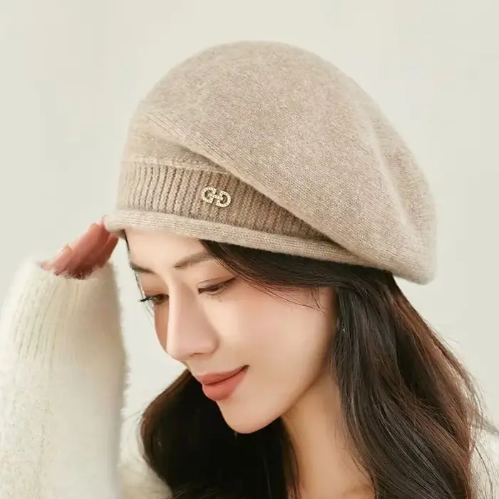 Chapeau tricoté pour femmes, casquette d'urine en laine élastique, chapeau tricoté en acrylique doux