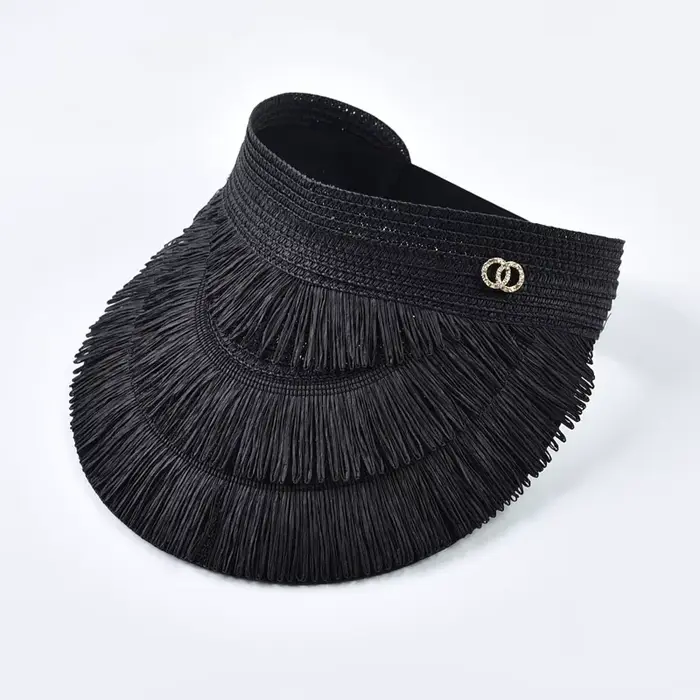 Chapeau de soleil d'été à visière vide pour femme, protection UV à large bord, chapeau de plage en p