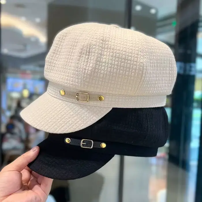 Bérets d'hiver pour femmes style rétro casquettes octogonales chapeaux et bonnets pour femmes occassions spéciales extérieur hiver coton confortable