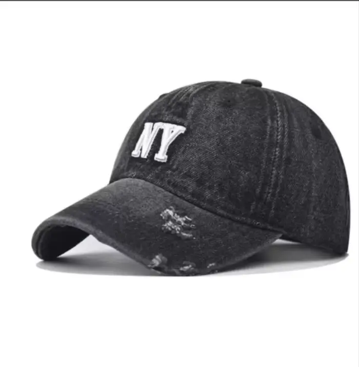 Chapeau de baseball en jean à trous, motif NY en broderie rétro et 3D, pour hommes et femmes