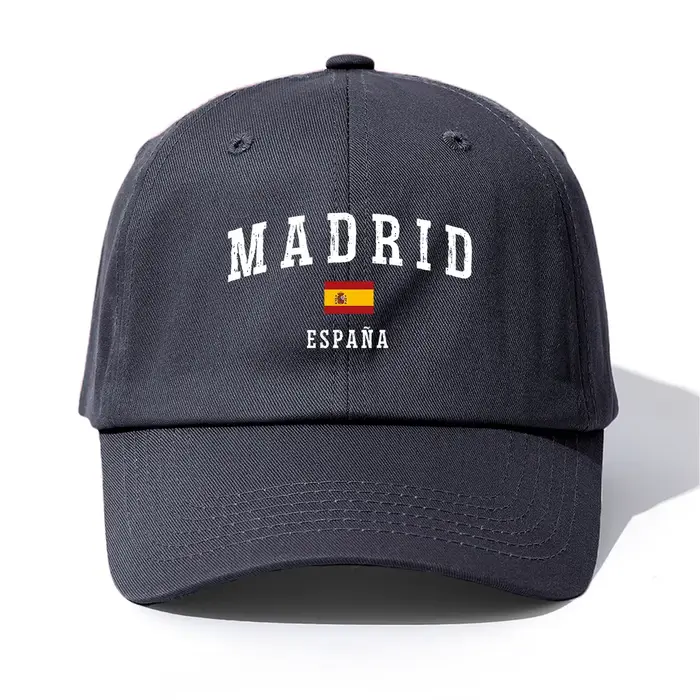 Casquette de Baseball imprimée MADRID pour adultes, chapeau de papa réglable et doux, Style rétro mi