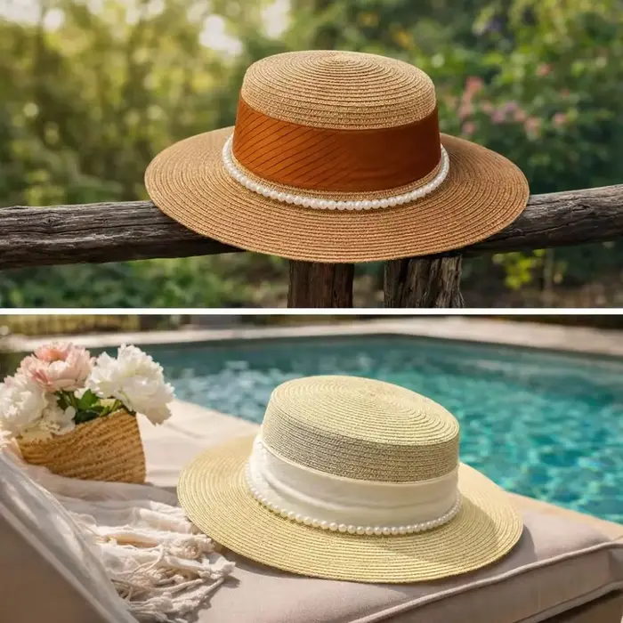 Chapeau de paille style Hepburn français