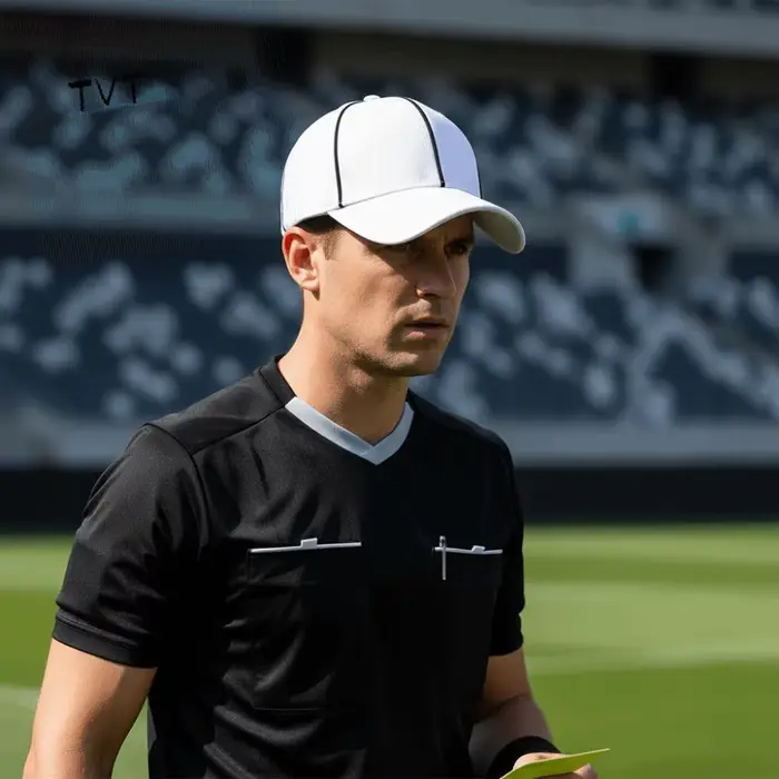 Casquette de Baseball Professionnelle Réglable pour Arbitre Noir / Blanc avec Bordure Contrastante Protection Solaire