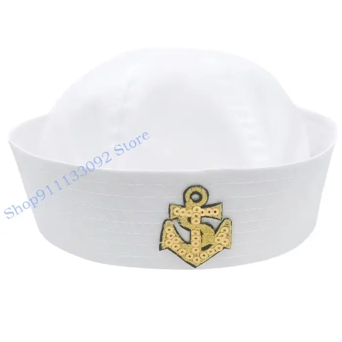Chapeau de capitaine marin en polyester orné de badge brodé pour hommes quatre saisons cosplay fêtes costumées occasions spéciales
