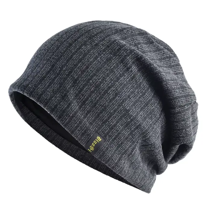 Bonnet en tricot côtelé double épaisseur pour homme et femme