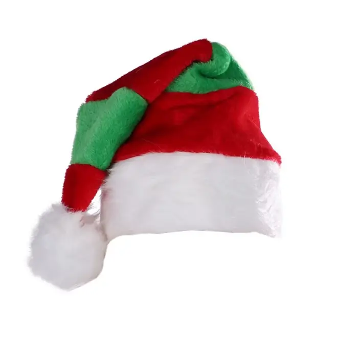 Cadeau joyeux noël décoration chapeau de noël vert rouge velours père noël chapeau bonnet crâne casq