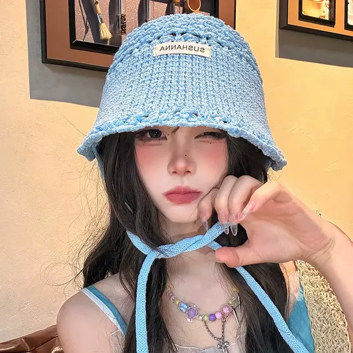 Chapeau de soleil au crochet avec protection UV pour femmes, respirant, fin, pliable, chapeau d'été 