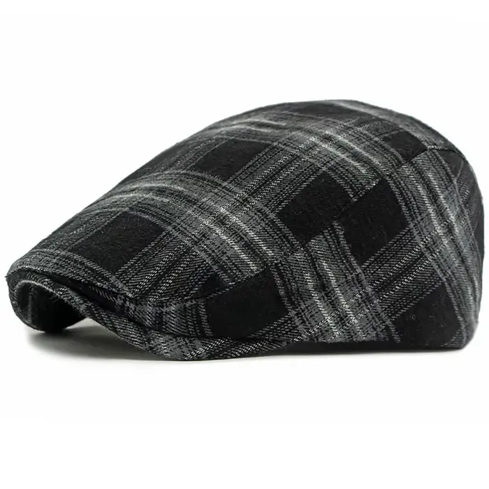 HT4978 bérets automne hiver casquette pour hommes femmes rétro artiste peintre Plaid béret chapeau m