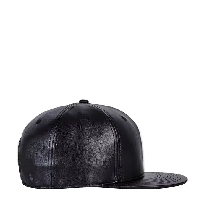 Chapeau à bords plats en cuir noir pour hommes