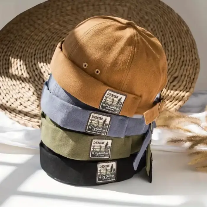 Casquette dôme Melon unisexe vintage pour hommes et femmes, style novelty, matériau coton, adaptable aux quatre saisons, extérieur, skullies, coloris uni, docker