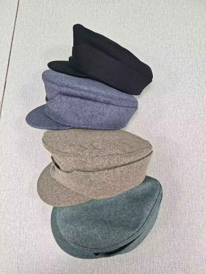 Chapeau militaire M43 en laine gris champêtre et noir pour hommes et femmes polyvalent pour toutes les saisons et occasions historiques