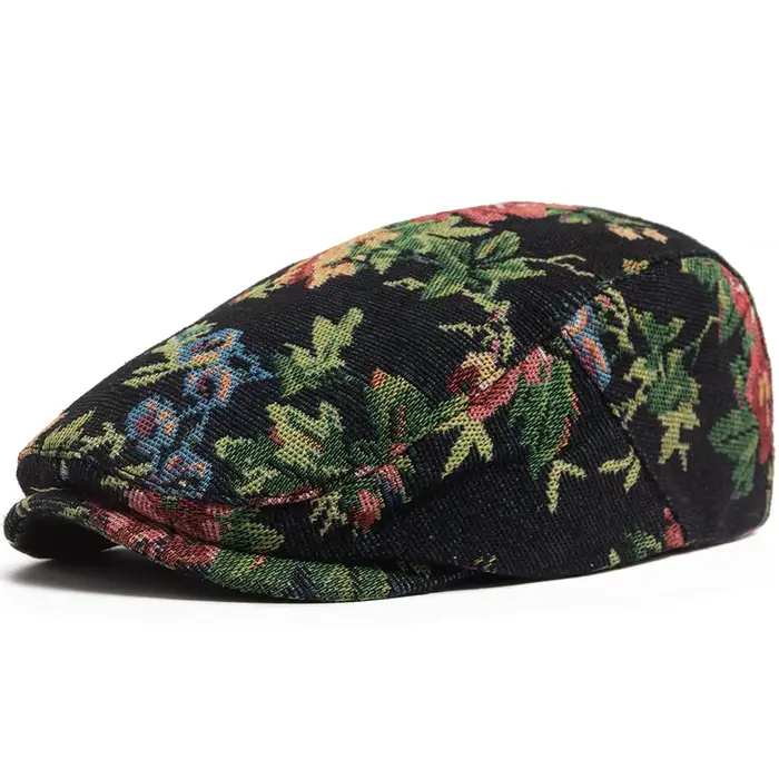 Béret Bohème Femme Imprimé Floral Tendance – Casquette Gavroche Décontractée Vintage Homme Visière P