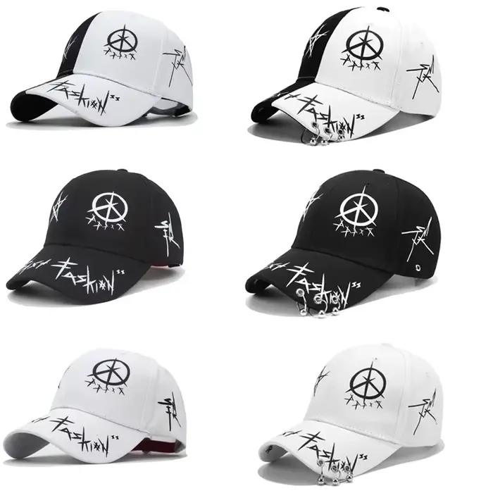 Casquette de Baseball avec Graffiti Noir et Blanc pour Homme et Femme