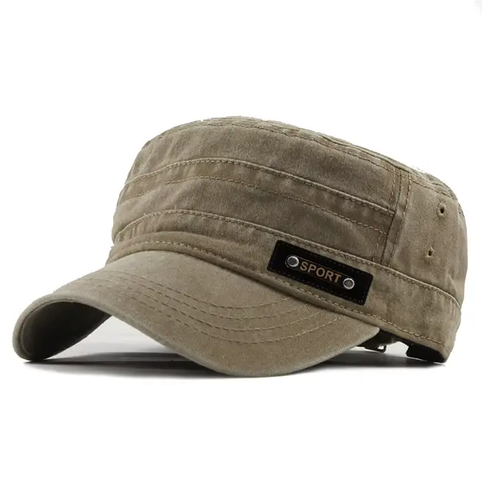 Casquette Militaire Vintage en Coton Lavé pour Homme – Casquette Plate Classique Décontractée pour E