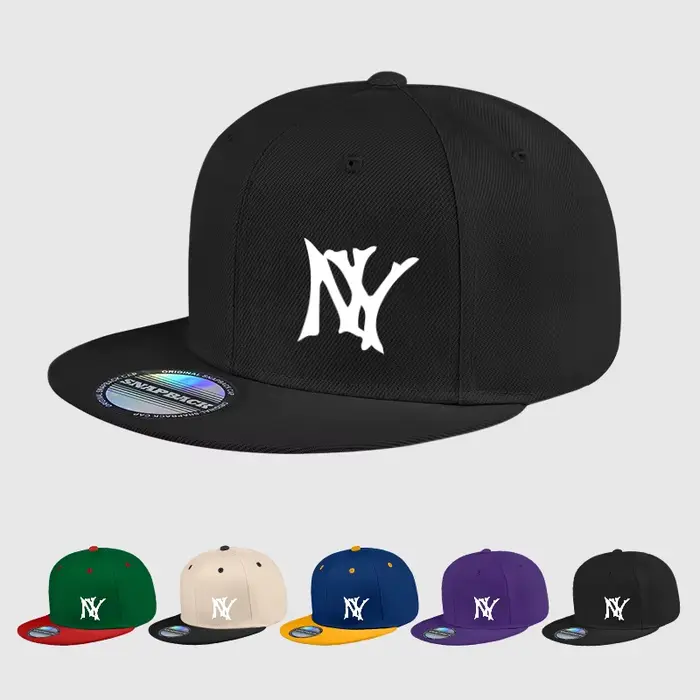 Casquette de baseball unisexe noire à visière rigide