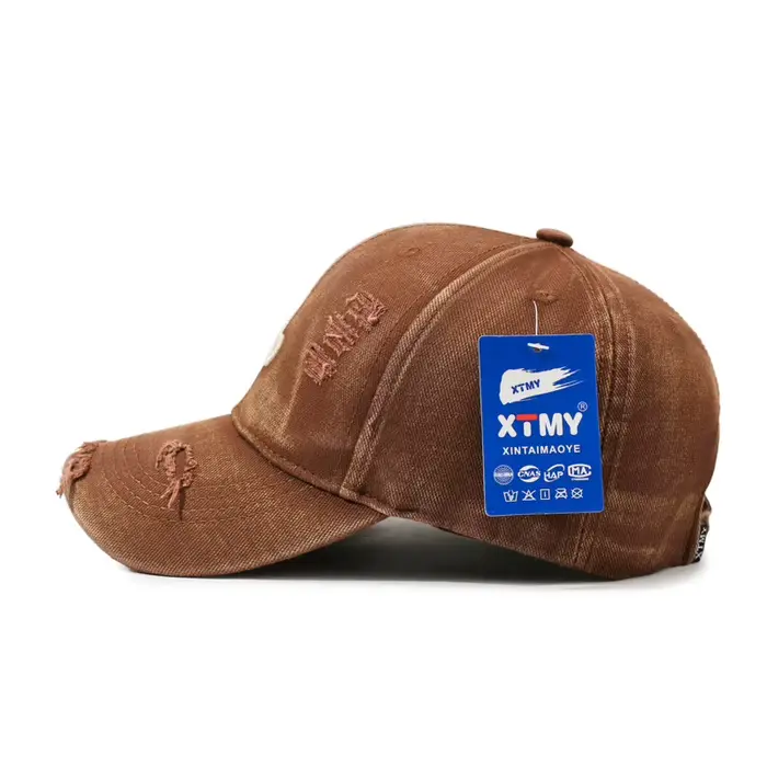 Casquette de baseball en jean délavé style américain vintage avec broderie de lettres