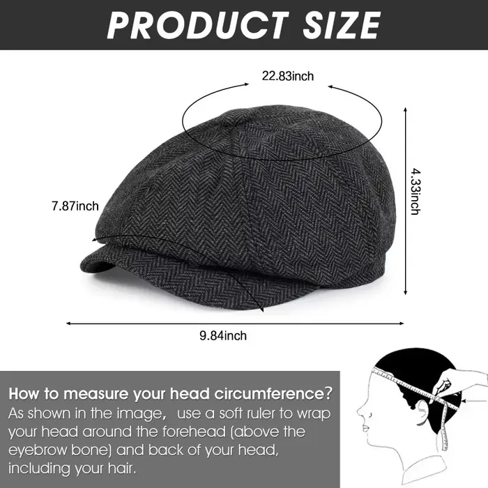 Casquettes de style newsboy en laine pour hommes et femmes