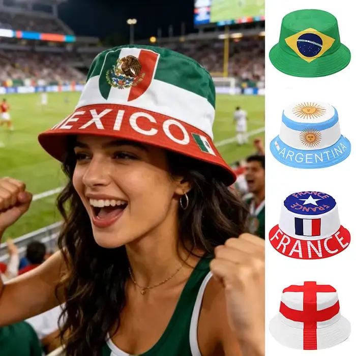 Chapeau de seau Bob Drapeau National pour hommes et femmes multifonction sportif protection solaire festival Coupe du Monde événements sportifs