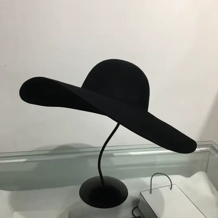 Hukaili nouveau Style rétro chaud à large bord laine Fedora grand chapeau noir feutre chapeau disque