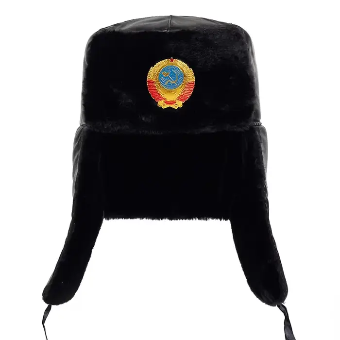 Casquette d'hiver russe en fausse fourrure de lapin avec cache-oreilles, style usanka, pour homme, a